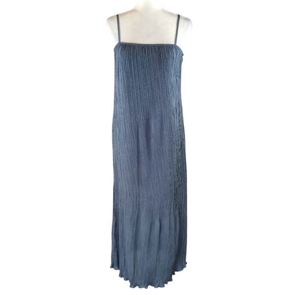 ME Madewell Women's Teapot Blue Goldie Plisse Tank Slip Midi Column Dress NWT 0 - Picture 1 of 11